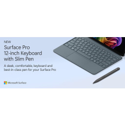 كيبورد مايكروسوفت سيرفس برو 12 بوصة مع قلم سليم 2 - أوشن Microsoft Surface Pro 12" Keyboard Cover + Slim Pen 2 - Ocean