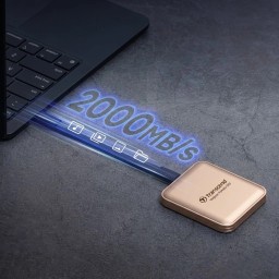 قرص SSD خارجي محمول Transcend ESD420C بسعة 1TB متوافق مع MagSafe - ذهبي Transcend ESD420C 1TB MagSafe Compatible Portable External SSD - Gold
