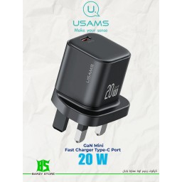 شاحن سريع وصغير بتقنية GaN وقدرة 20 واط USAMS CC274 20W GaN Mini Fast Charger (UK)