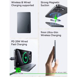 باوربانك يوسامز لاسلكي مغناطيسي فائق النحافة بقدرة 20 واط وسعة 5000 مللي أمبير USAMS ultra-thin 20W Magnetic Wireless Charging Power Bank 5000mAh