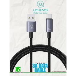 كابل شاحن يوسامز سريع ونقل بيانات من USB إلى Type-C بقوة 3 أمبير مصنوع من سبائك الألومنيوم USAMS Type-C 3A Aluminum Alloy Fast Charging & Data Cable - Sufen Series