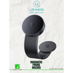 حامل هاتف مغناطيسي للسيارة من يوسامز بتصميم ألومنيوم مرن وقابل للانحناء USAMS US-ZJ079 Soft Aluminum Design Magnetic Car Phone Holder (Black)