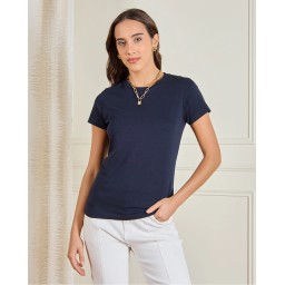تيشيرت نسائي بأكمام قصيرة - لون كحلي XL Women Navy Basic T-Shirt XL
