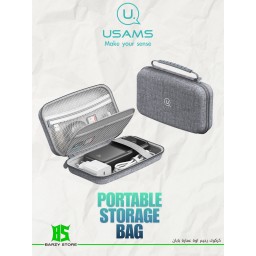 حقيبة تنظيم وحفظ الملحقات الرقمية والباوربانك من يوسامز بسعة كبيرة USAMS US-ZB290 Large Capacity Portable Storage Bag (Gray)