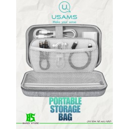 حقيبة تنظيم وحفظ الملحقات الرقمية والباوربانك من يوسامز بسعة كبيرة USAMS US-ZB290 Large Capacity Portable Storage Bag (Gray)