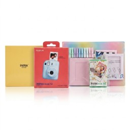 طقم كاميرا فورية فوجي فيلم إنستاكس ميني ١٢ مع بيت شفاف - أزرق سماوي Fujifilm Instax Mini 12 Instant Camera Set with Clear Case - Sky Blue
