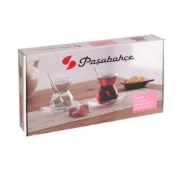 سيت استكان زجاجي 6 قطع من ماركة باشابهجة Pasabahce 96574 Glass Tea Set