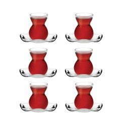 سيت استكان زجاجي 6 قطع من ماركة باشابهجة Pasabahce 96574 Glass Tea Set
