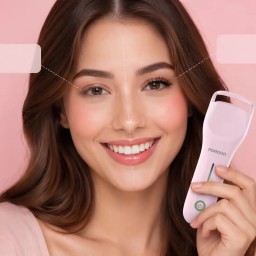 مجعد رموش كهربائي حراري مع إضاءة LED Fleuris LED Electric Heated Eyelash Curler