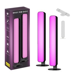 أشرطة إضاءة سطح المكتب الذكية Magic RGB المزودة بمستشعر صوتي وتفاعل موسيقي مع تحكم عن بُعد Magic RGB Basic Smart Light Bars (2 Pieces Pack)