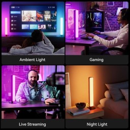 أشرطة إضاءة سطح المكتب الذكية Magic RGB المزودة بمستشعر صوتي وتفاعل موسيقي مع تحكم عن بُعد Magic RGB Basic Smart Light Bars (2 Pieces Pack)