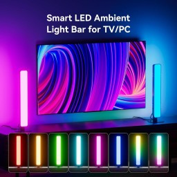 أشرطة إضاءة سطح المكتب الذكية Magic RGB المزودة بمستشعر صوتي وتفاعل موسيقي مع تحكم عن بُعد Magic RGB Basic Smart Light Bars (2 Pieces Pack)
