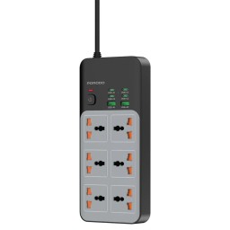 توصيلة كهرباء شحن سريع "بورودو" 6 منافذ عامة بقدرة 3000W مع 6 منافذ USB شحن سريع (4C+2A) Porodo 3000W 6AC Universal Power Strip with 6 Fast Charging USB Ports (4C+2A)
