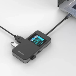 بورودو موزع يو اس بي سي 6 في 1 بشاشة ذكية Porodo 6-in-1 USB-C Hub with Smart Digital Display