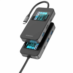 بورودو موزع يو اس بي سي 6 في 1 بشاشة ذكية Porodo 6-in-1 USB-C Hub with Smart Digital Display