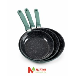 طقم مقالي نايفو كرانيت أخضر  3 قطع NIFOO Granite Fry Pan Set  Green  3 Pieces