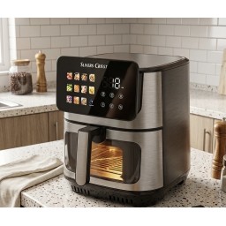 قلاية هوائية سلفر كريست الاصليك الالمانية 12,5Lشاشة ايباد دبل هيتر ضمان سنه Silver Crest Original German Air Fryer 12.5L with iPad Screen and Double Heater