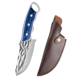سكين MECJOE مطروق يدوياً مع جراب جلدي MECJOE Hand-Forged Knife with Leather Sheath
