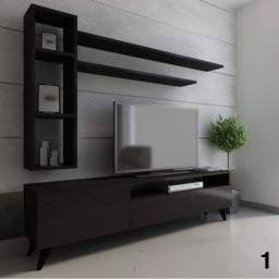 وحدة تلفزيون كاملة بتصاميم  عصرية متعددة  خشب mdf تركي اصلي درجة اولى Complete TV unit with multiple modern designs, made of genuine Turkish MDF wood, first grade.