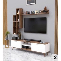وحدة تلفزيون كاملة بتصاميم  عصرية متعددة  خشب mdf تركي اصلي درجة اولى Complete TV unit with multiple modern designs, made of genuine Turkish MDF wood, first grade.