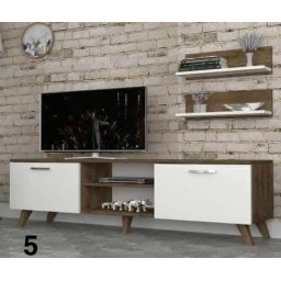 وحدة تلفزيون كاملة بتصاميم  عصرية متعددة  خشب mdf تركي اصلي درجة اولى Complete TV unit with multiple modern designs, made of genuine Turkish MDF wood, first grade.