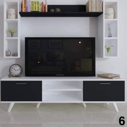 وحدة تلفزيون كاملة بتصاميم  عصرية متعددة  خشب mdf تركي اصلي درجة اولى Complete TV unit with multiple modern designs, made of genuine Turkish MDF wood, first grade.
