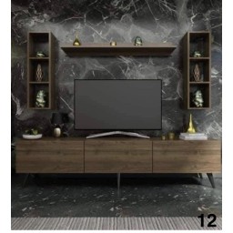 وحدة تلفزيون كاملة بتصاميم  عصرية متعددة  خشب mdf تركي اصلي درجة اولى Complete TV unit with multiple modern designs, made of genuine Turkish MDF wood, first grade.