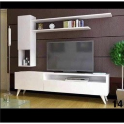 وحدة تلفزيون كاملة بتصاميم  عصرية متعددة  خشب mdf تركي اصلي درجة اولى Complete TV unit with multiple modern designs, made of genuine Turkish MDF wood, first grade.