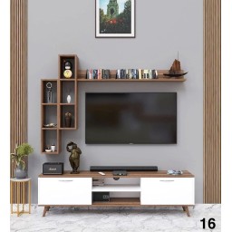 وحدة تلفزيون كاملة بتصاميم  عصرية متعددة  خشب mdf تركي اصلي درجة اولى Complete TV unit with multiple modern designs, made of genuine Turkish MDF wood, first grade.