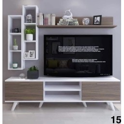 وحدة تلفزيون كاملة بتصاميم  عصرية متعددة  خشب mdf تركي اصلي درجة اولى Complete TV unit with multiple modern designs, made of genuine Turkish MDF wood, first grade.