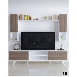 وحدة تلفزيون كاملة بتصاميم  عصرية متعددة  خشب mdf تركي اصلي درجة اولى Complete TV unit with multiple modern designs, made of genuine Turkish MDF wood, first grade.