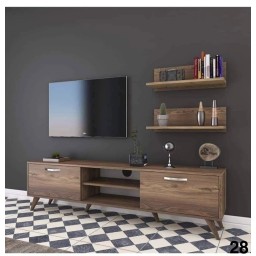 وحدة تلفزيون كاملة بتصاميم  عصرية متعددة  خشب mdf تركي اصلي درجة اولى Complete TV unit with multiple modern designs, made of genuine Turkish MDF wood, first grade.