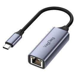 محول شبكة VegGieg V-K308 USB Type-C 3.0 إلى RJ45 Gigabit بسرعة 1000Mbps VegGieg V-K308 USB-C 3.0 to RJ45 Gigabit Ethernet Adapter