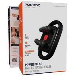 مسدس تدليك بورودو باور بلس 8 رؤوس Porodo Power Pulse 8-Head Massage Gun