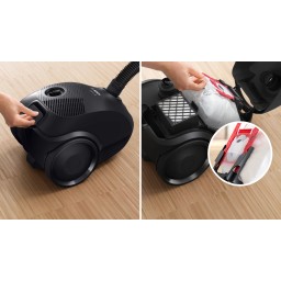 مكنسة كهربائية بوش بأسطوانة سلكية بقوة 600W سعة 3.5L – أسود بيانو Bosch BGBS2LB1 Corded Canister Vacuum Cleaner - 600W - 3.5L - Piano Black