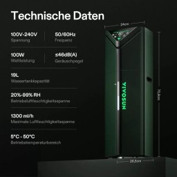 ترطيب الهواء الذكي المخصص لغرف وخيام الزراعة المغلقة VIVOSUN AeroStream H19 Intelligent Environmental Humidifier
