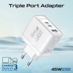 شاحن GaNFast™ بقدرة 45 واط بتقنية الشحن السريع 3.0 GaNFast™ 45W Charger with Quick Charge 3.0 Technology
