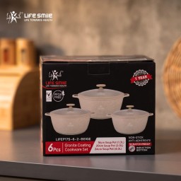 لايف سمايل - طقم قدور غرانيت 3 قطع مانع للالتصاق (20/24/28 سم) 3-Pieces Pots Set By Life Smile