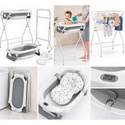 حوض استحمام أطفال قابل للطي مع حامل ومقياس حرارة RJ320 Foldable Baby Bathtub with Stand and Thermometer