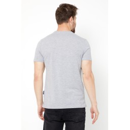 تي شيرت رجالي قطن 100% بقصة عادية وياقة دائرية - رمادي Men's 100% Cotton Regular Fit Crew Neck Basic T-Shirt - Grey