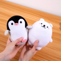 مجموعة بطريق ودب قطبي قطيفة صغيرة للراحة Small plush penguin and polar bear comfort set