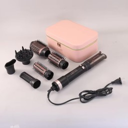 مجموعة سشوار احترافية 7 في 1 من اينزو معالج ايوني مع علبة جلد مميز Hair styling set