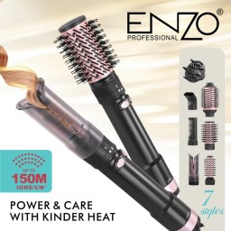 مجموعة سشوار احترافية 7 في 1 من اينزو معالج ايوني مع علبة جلد مميز Hair styling set