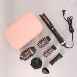 مجموعة سشوار احترافية 7 في 1 من اينزو معالج ايوني مع علبة جلد مميز Hair styling set