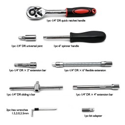 طقم عدة منزلية متكامل لإنجاز إصلاحات البيت بسهولة A comprehensive home tool set for easily handling household repairs.