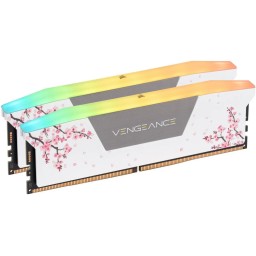 ذاكرة CORSAIR Vengeance RGB DDR5 32GB (2×16GB) 6000MHz CL30 باللون الأبيض Cherry Blossom CORSAIR Vengeance RGB DDR5 32GB (2×16GB) 6000MHz CL30 White Cherry Blossom Memory