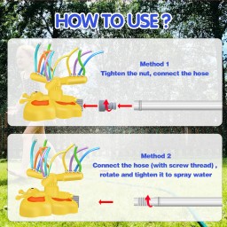 رشاش مياه صيفي يحول الحديقة إلى عالم ممتع A summer water sprinkler that turns the garden into a world of fun.