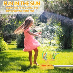 رشاش مياه صيفي يحول الحديقة إلى عالم ممتع A summer water sprinkler that turns the garden into a world of fun.