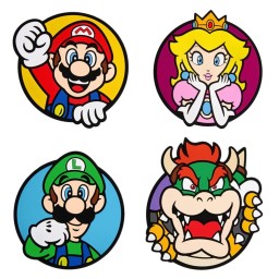 طقم قواعد أكواب سوبر ماريو بي في سي (4 قطع) من بالادون Paladone Super Mario PVC Coasters (Pack of 4)