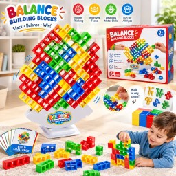 لعبة مكعبات التوازن والبناء التفاعلية (64 قطعة) Balance Building Blocks Set (64 PCS)